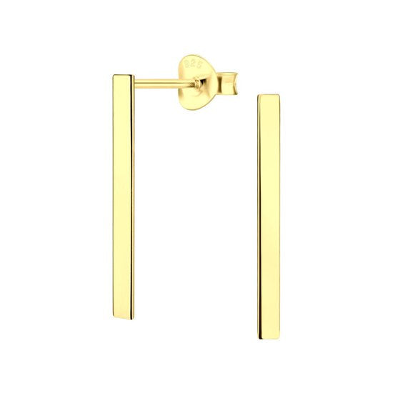 Joy|S - Zilveren Bar/ Staaf oorbellen - 2 x 20 mm - goudplating