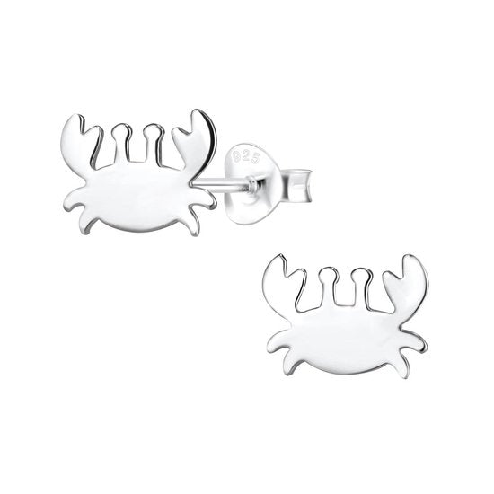 Joy|S - Zilveren Krab oorbellen - 10 x 7 mm - egaal