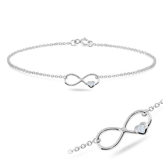 Joy|S - Zilveren Infinity armband met hartje 18 cm