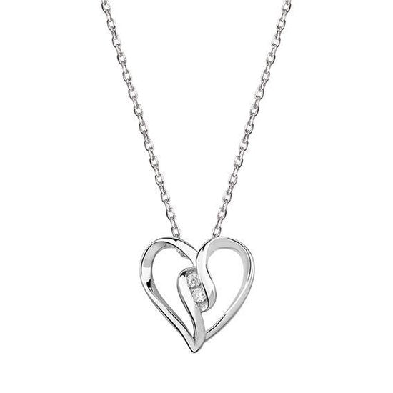 Joy|S - Zilveren puro amore ketting met classic hartje - zirkonia - gehodineerd