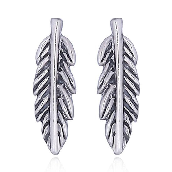Joy|S - Zilveren Bali veer oorbellen - geoxideerd - 5 x 15 mm - massief