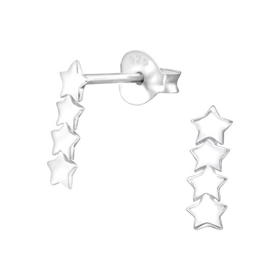 Joy|S - Zilveren sterren oorbellen 3 x 10 mm
