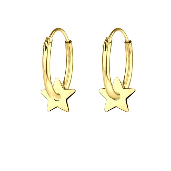 Joy|S - Zilveren ster oorbellen - oorringen - goldplated / goudplating