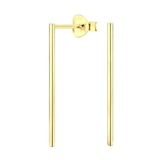 Joy|S - Zilveren bar/ Staaf oorbellen - 1 x 25 mm - goudplating