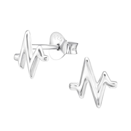 Joy|S - Zilveren heartbeat oorbellen - 7 mm - hartslag