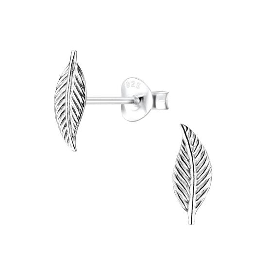 Joy|S - Zilveren blad oorbellen 4 x 11 mm