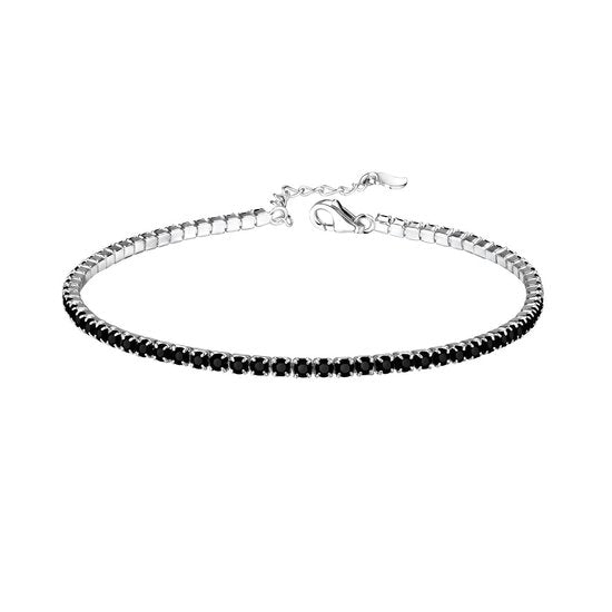 Joy|S - Zilveren tennis armband - zirkonia zwart