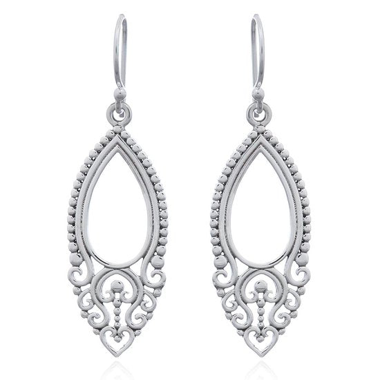 Joy|S - Zilveren Bali oorhangers teardrop met hartje