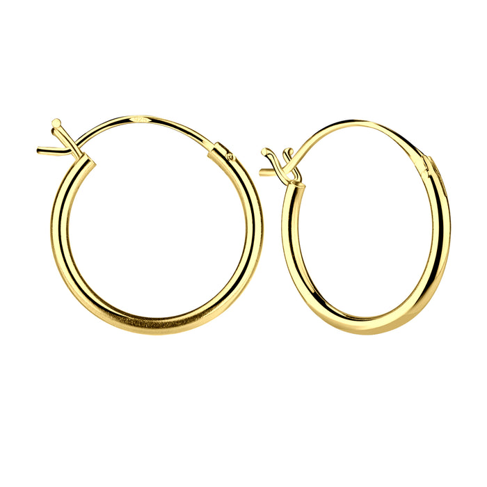 Joy|S - Zilveren oorringen 16 mm - Franse sluiting - goudplating