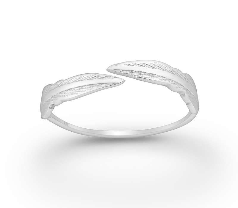 Joy|S - Zilveren veer ring - verstelbaar (maat: zie omschrijving) - aanschuifring - gehodineerd