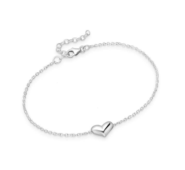 Joy|S - Zilveren armband - hartje - lobster sluiting