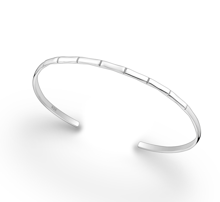 Joy|S - Zilveren armband - bamboe bangle - gepolijst