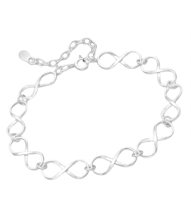 Joy|S - Zilveren armband - Infinity schakels - verstelbaar van 17.5 cm t/m 20 cm - 7 mm