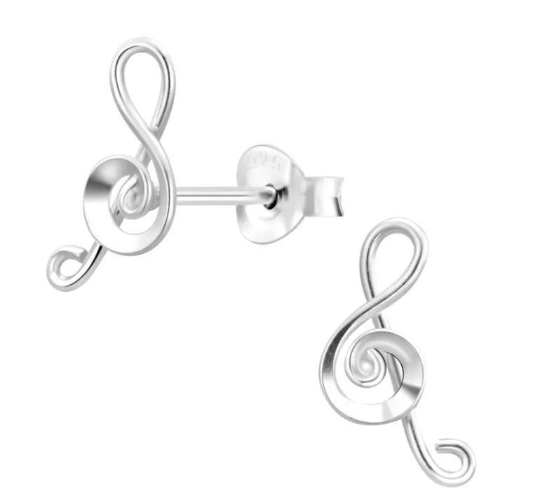 Joy|S - Zilveren muzieksleutel oorbellen 7 x 12 mm - G sleutel - muziek