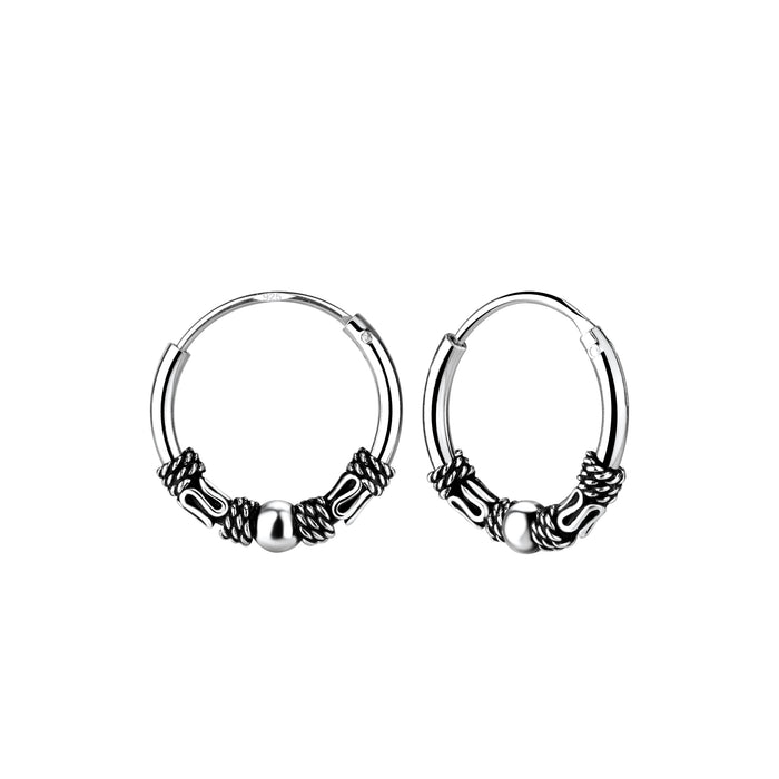 Joy|S - Zilveren Bali oorringen - geoxideerd - 12 mm - t60