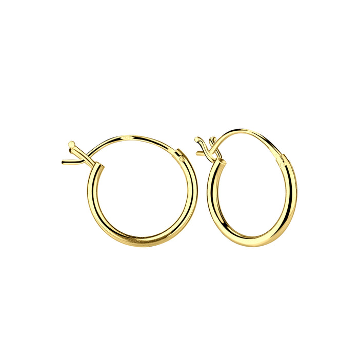 Joy|S - Zilveren oorringen 12 mm - Franse sluiting - goudplating