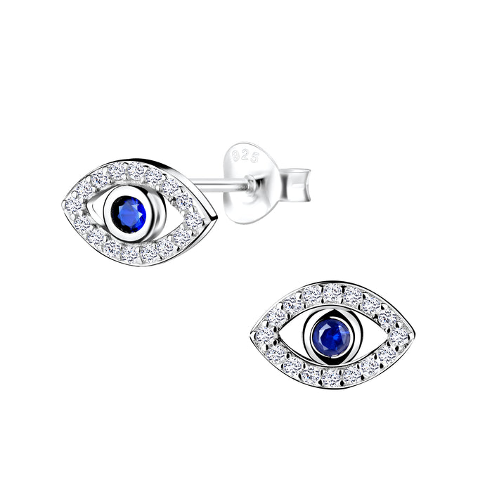 Joy|S - Zilveren boze oog oorbellen - evil eye - zirkonia - gehodineerd