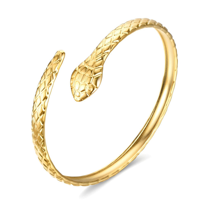 Joy Ibiza - slang bangle armband - waterproof - 57 mm / 5 mm - bohemian style - stainless steel - ip/pvd goldplated - hypoallergeen - geen verkleuring incl garantie - t26