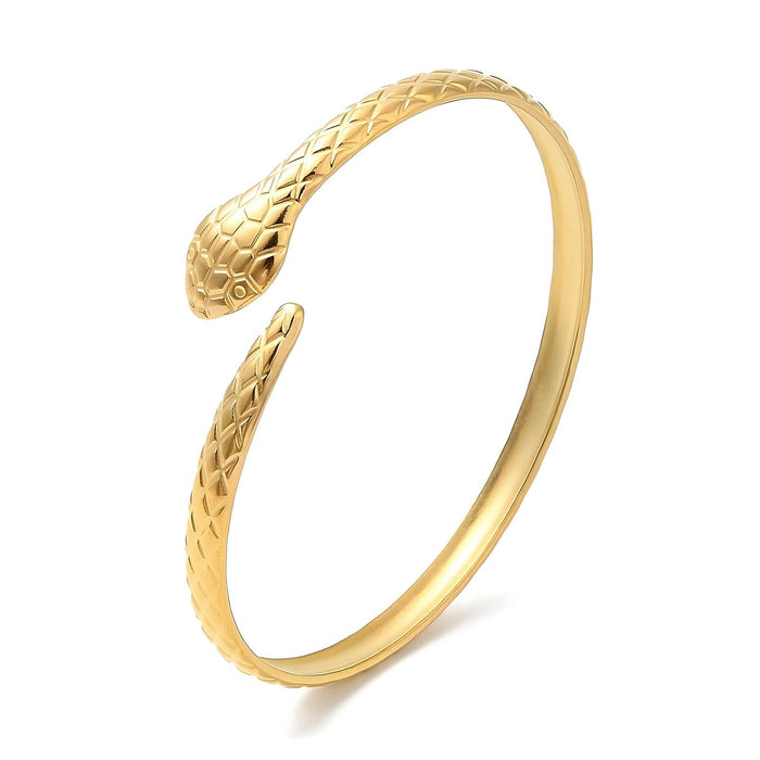 Joy Ibiza - slang bangle armband - waterproof - 57 mm / 5 mm - bohemian style - stainless steel - ip/pvd goldplated - hypoallergeen - geen verkleuring incl garantie - t26