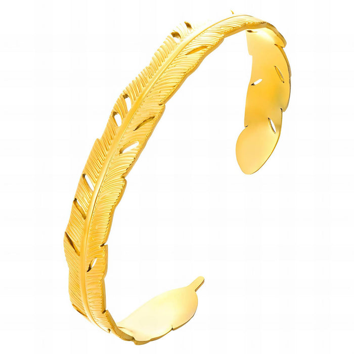 Joy Ibiza - veer bangle armband - waterproof - 60 mm / 7 mm - bohemian style - stainless steel - ip/pvd goldplated - hypoallergeen - geen verkleuring incl garantie - t96