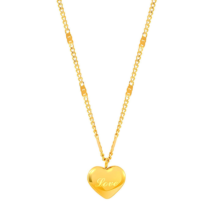 Joy Ibiza - hartje hanger met ketting - "Love" - waterproof - hart hanger: 13 x 12 mm - lobster haak sluiting - gourmet schakel - boho bohemian style - stainless steel - ip/pvd gold plated - hypoallergeen - geen verkleuring incl garantie