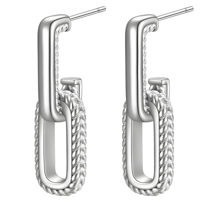 Joy Ibiza - ovaal oorbellen met ovale link schakel met rope patroon - waterproof - 27 mm x 18 mm - vlinder sluiting - boho bohemian style - stainless steel - ip/pvd - hypoallergeen - geen verkleuring incl garantie