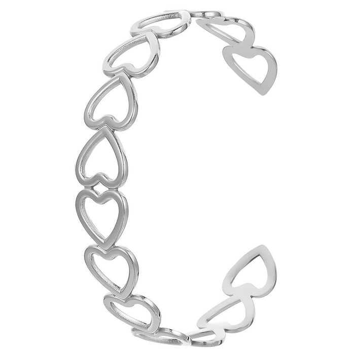 Joy Ibiza - hartje bangle armband met hartjes- waterproof - 60 mm / 12 mm - bohemian style - stainless steel - ip/pvd - hypoallergeen - geen verkleuring incl garantie - t40