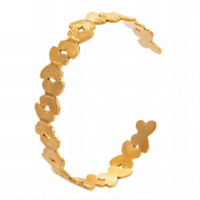 Joy Ibiza - vlinder bangle armband - waterproof - 60 mm / 12 mm - bohemian style - stainless steel - ip/pvd goldplated - hypoallergeen - geen verkleuring incl garantie - t33