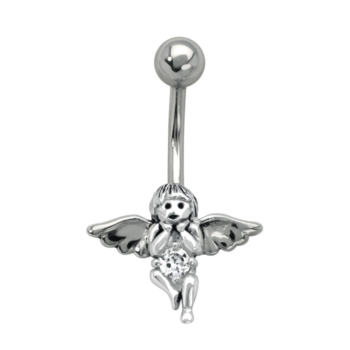 Joy|S - Navel piercing - Engel bedel Sterling zilver 925 - staaf 316L Chirurgisch staal - Zirkonia