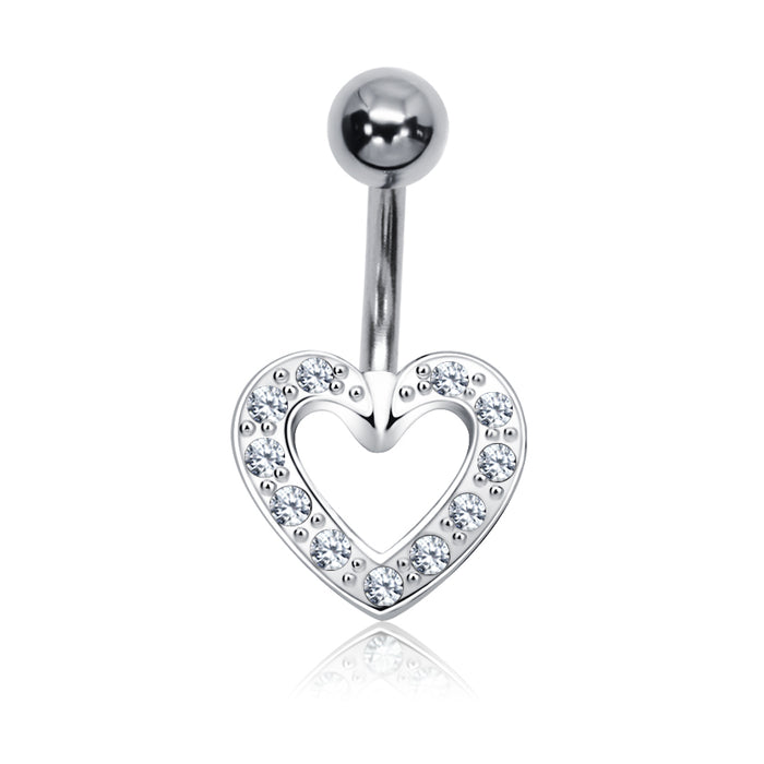Joy|S - Navel piercing - Hartje Sterling zilver 925 - zirkonia - staaf 316L Chirurgisch staal
