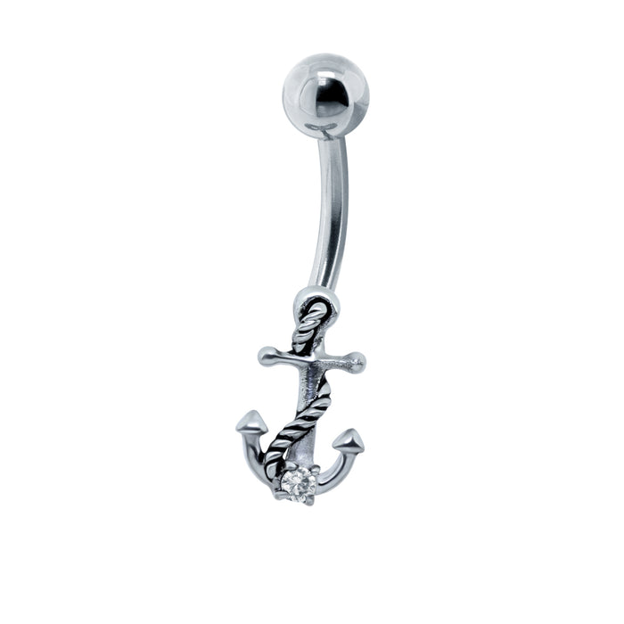 Joy|S - Navel piercing - Anker sterling zilver 925 - geoxideerd - staaf 316L Chirurgisch staal