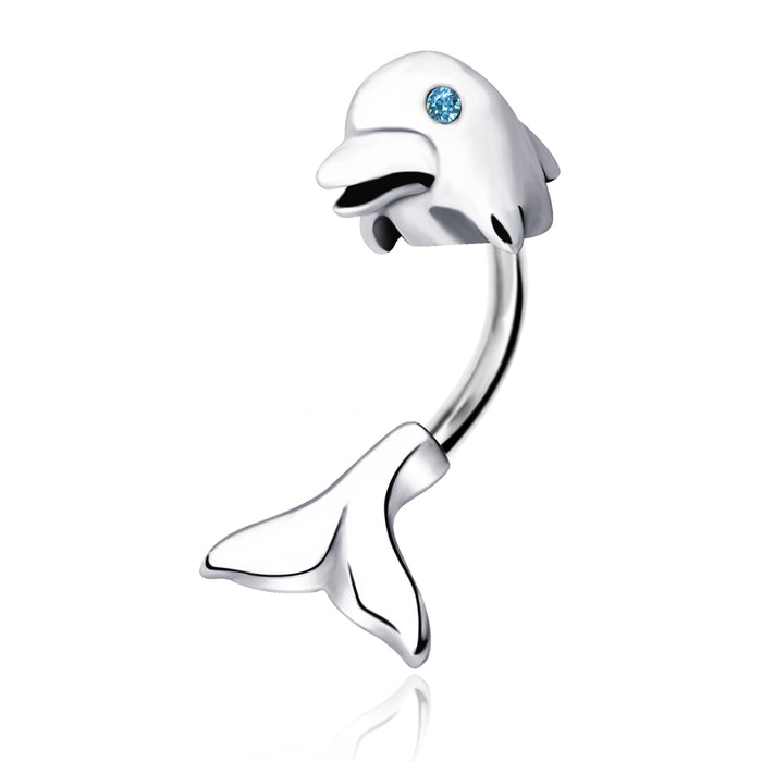 Joy|S - Navel piercing - dolfijn sterling zilver 925 - staaf 316L chirurgisch staal
