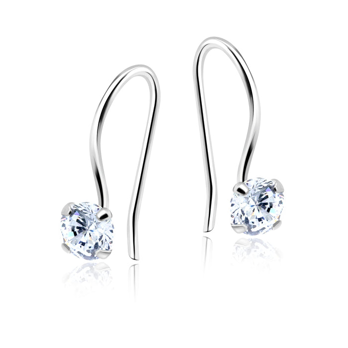 Joy|S - Zilveren classic oorhangers kristal 4 mm