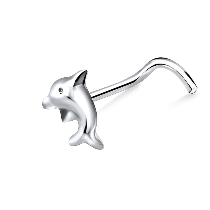 Joy|S - Zilveren neuspiercing dolfijn 4 x 6 mm