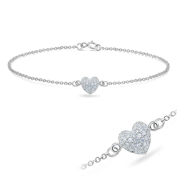 Joy|S - Zilveren hartje armband - 18 cm - kristal - t54