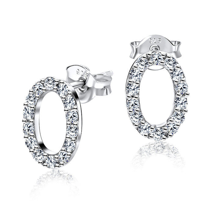 Joy|S - Zilveren classic ovale oorbellen 7 x 11 mm kristal