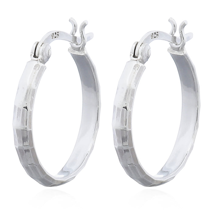 Joy|S - Zilveren oorringen 20 mm - faceted met Franse sluiting - pl83