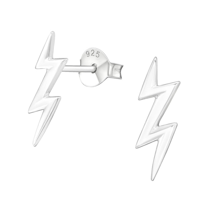 Joy|S - Zilveren bliksem oorbellen - egaal - 5 x 13 mm
