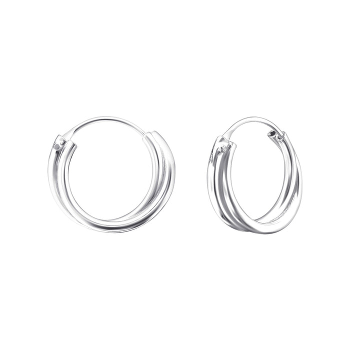 Joy|S - Zilveren oorringen 12 mm / 2.4 mm - dubbele ring - zilver
