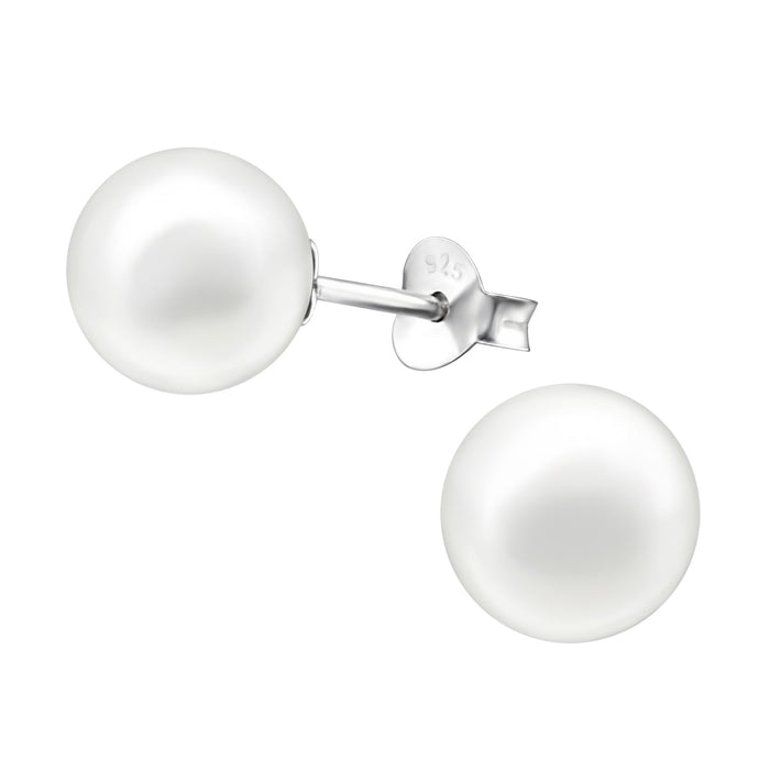 Joy|S - Zilveren parel oorbellen - 8 mm - wit