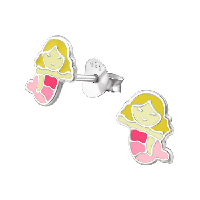 Joy|S - Zilveren zeemeermin oorbellen - 7 x 8 mm - kinderoorbellen