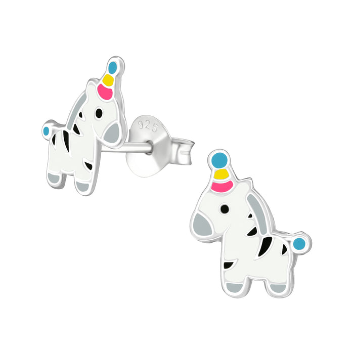 Joy|S - Zilveren zebra oorbellen - 8 x 10 mm - kinderoorbellen