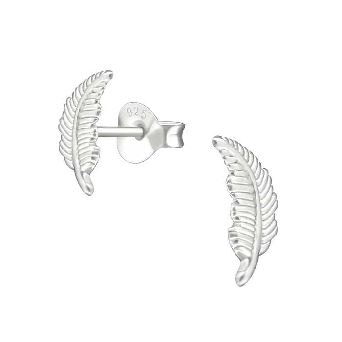 Joy|S - Zilveren veer oorbellen - 4 x 9 mm - oorknoppen
