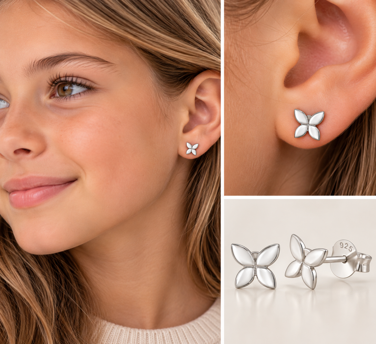 Joy|S - Zilveren vlinder oorbellen - 6 mm - vlinder oorknopjes - sterling zilver 925