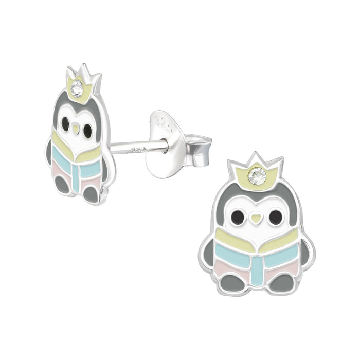 Joy|S - Zilveren pinguïn oorbellen - 7 x 9 mm