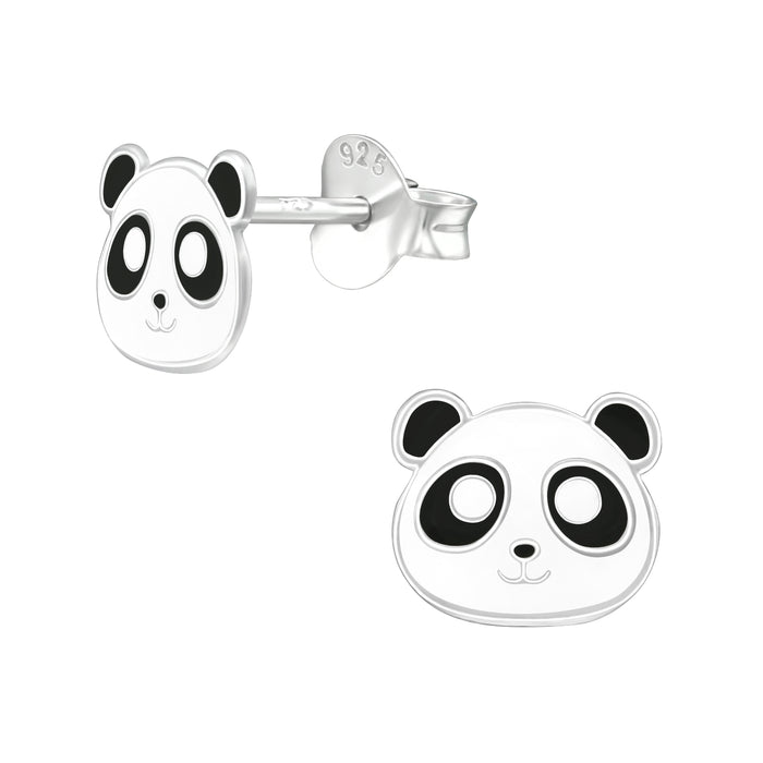 Joy|S - Zilveren panda oorbellen - 7 x 6 mm