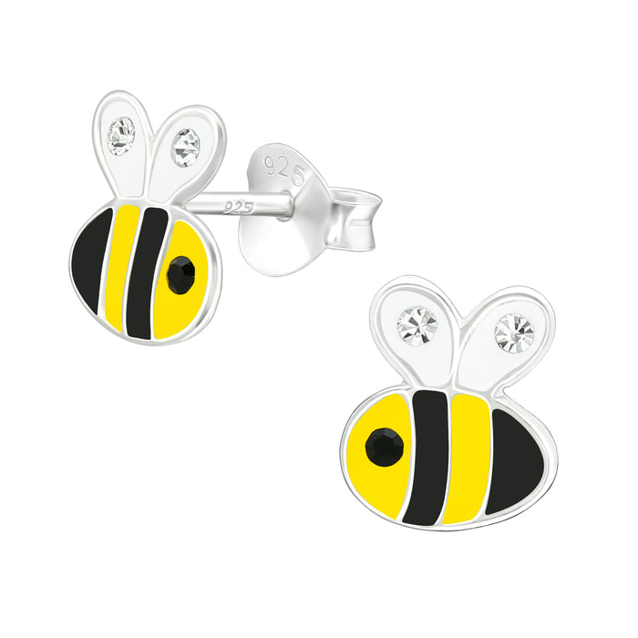 Joy|S - Zilveren Bij oorbellen - 7 x 8 mm - kristal