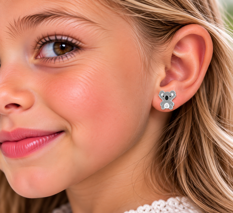 Joy|S - Zilveren koala oorbellen - 9 mm