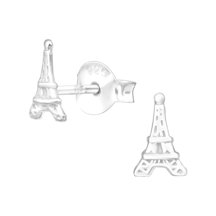 Joy|S - Zilveren eiffeltoren oorbellen - 4 x 7 mm - oorknoppen