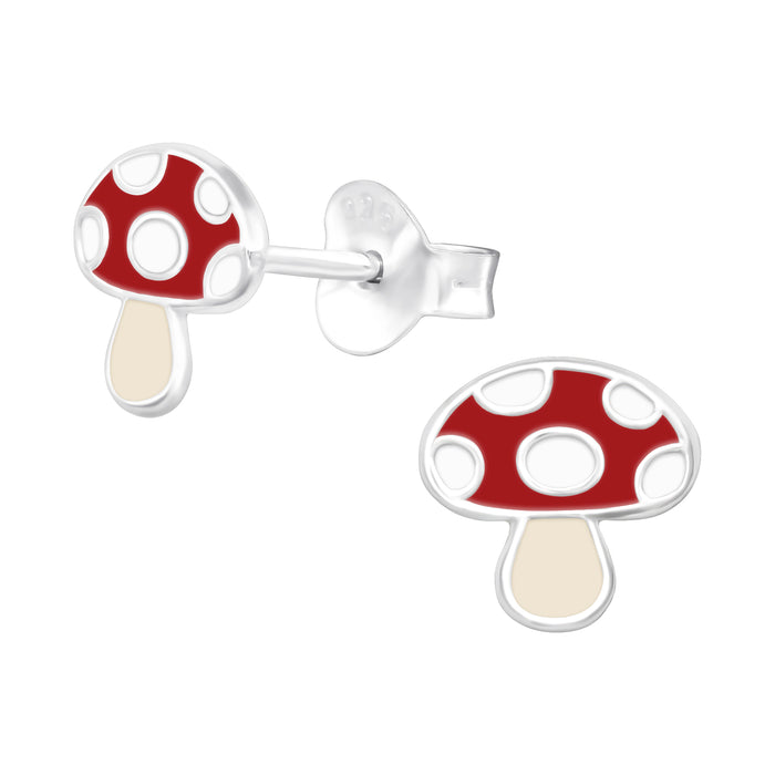 Joy|S - Zilveren paddenstoel oorbellen - 7 mm - kinderoorbellen
